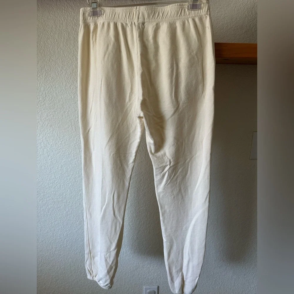Monrow Matching Set Supersoft Fleece Girlfriend Pull Over Hoodie/Joggers Cream - Picture 6 of 9